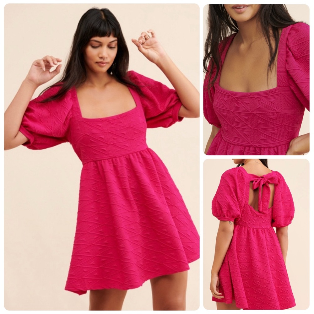 Free People | Violet Puff Shoulder Mini Dress